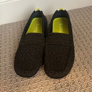 Rothy’s Chocolate Spot Leopard Driver Loafers